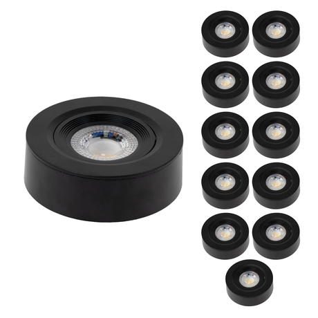 LED CCT Downlight, Ein- und Aufbaustrahler, schwenkbar, in Schwarz, dimmbar, 5 W, 420 lm, 60°, 3000K-4000K-6500K einstellbar