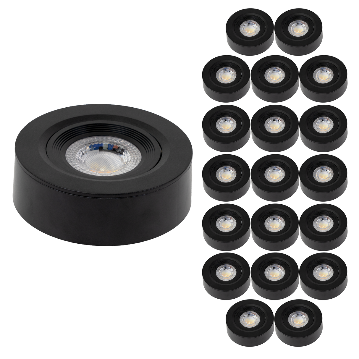 LED CCT Downlight, Ein- und Aufbaustrahler, schwenkbar, in Schwarz, 5 W, 500 lm, 38°, 3000K-6500K einstellbar
