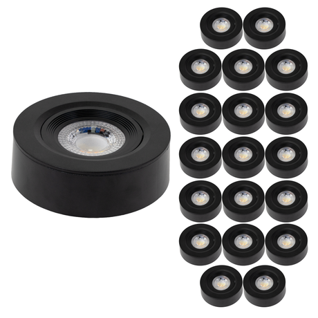 LED CCT Downlight, Ein- und Aufbaustrahler, schwenkbar, in Schwarz, 5 W, 500 lm, 38°, 3000K-6500K einstellbar