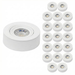 LED CCT Downlight, Ein- und Aufbaustrahler, schwenkbar, in Weiß, 5 W, 500 lm, 38°, 3000K-6500K einstellbar.