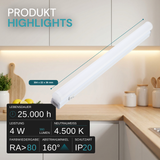 LED-Unterbauleuchte in Weiß, mit Schalter, 30 cm, 4 W, 360 lm, 4500 K (neutralweiß), erweiterbar, Küchen- und Schrankbeleuchtung