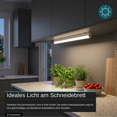 LED-Unterbauleuchte in Weiß, mit Schalter, 57 cm, 8 W, 720 lm, 4500 K (neutralweiß), erweiterbar, Küchen- und Schrankbeleuchtung
