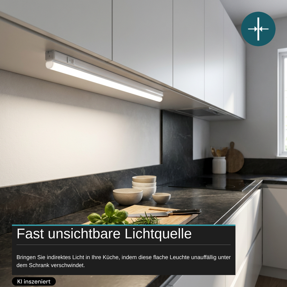 LED-Unterbauleuchte in Weiß, mit Schalter, 57 cm, 8 W, 720 lm, 4500 K (neutralweiß), erweiterbar, Küchen- und Schrankbeleuchtung