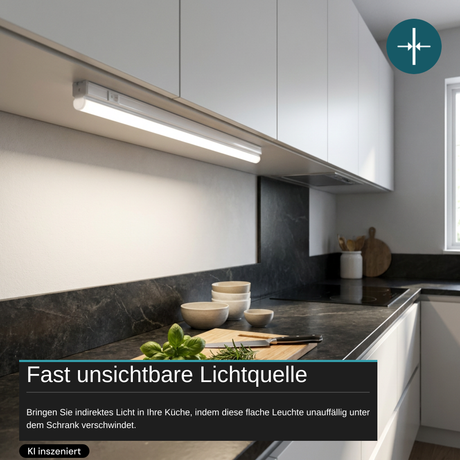 LED-Unterbauleuchte in Weiß, mit Schalter, 57 cm, 8 W, 720 lm, 4500 K (neutralweiß), erweiterbar, Küchen- und Schrankbeleuchtung