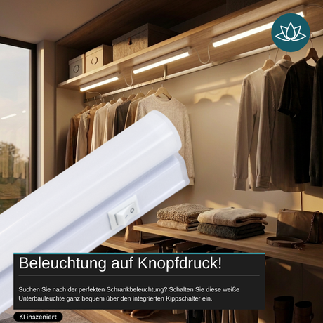 LED-Unterbauleuchte in Weiß, mit Schalter, 57 cm, 8 W, 720 lm, 4500 K (neutralweiß), erweiterbar, Küchen- und Schrankbeleuchtung