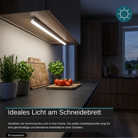 LED-Unterbauleuchte in Weiß, mit Schalter, 87 cm, 12 W, 1080 lm, 4500 K (neutralweiß), erweiterbar, Küchen- und Schrankbeleuchtung