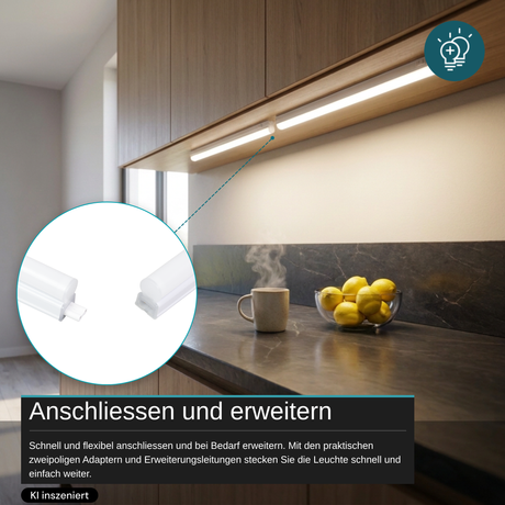 LED-Unterbauleuchte in Weiß, mit Schalter, 87 cm, 12 W, 1080 lm, 4500 K (neutralweiß), erweiterbar, Küchen- und Schrankbeleuchtung