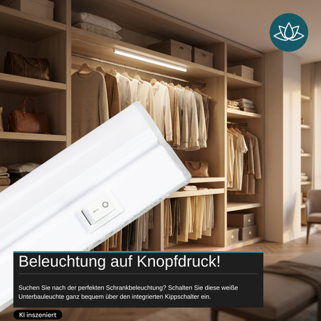 LED-Unterbauleuchte in Weiß, mit Schalter, 87 cm, 12 W, 1080 lm, 4500 K (neutralweiß), erweiterbar, Küchen- und Schrankbeleuchtung