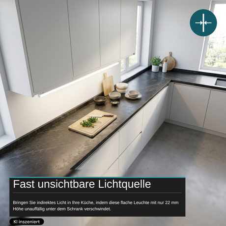 LED-Unterbauleuchte in Weiß, mit Schalter, 87 cm, 12 W, 1080 lm, 4500 K (neutralweiß), erweiterbar, Küchen- und Schrankbeleuchtung