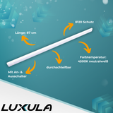 LED-Unterbauleuchte in Weiß, mit Schalter, 87 cm, 12 W, 1080 lm, 4500 K (neutralweiß), erweiterbar, Küchen- und Schrankbeleuchtung.