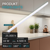 LED-Unterbauleuchte in Weiß, mit Schalter, 117 cm, 16 W, 1440 lm, 4500 K (neutralweiß), erweiterbar, Küchen- und Schrankbeleuchtung