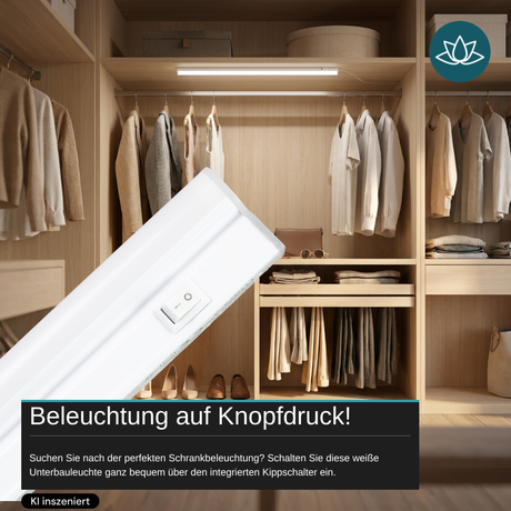 LED-Unterbauleuchte in Weiß, mit Schalter, 117 cm, 16 W, 1440 lm, 4500 K (neutralweiß), erweiterbar, Küchen- und Schrankbeleuchtung
