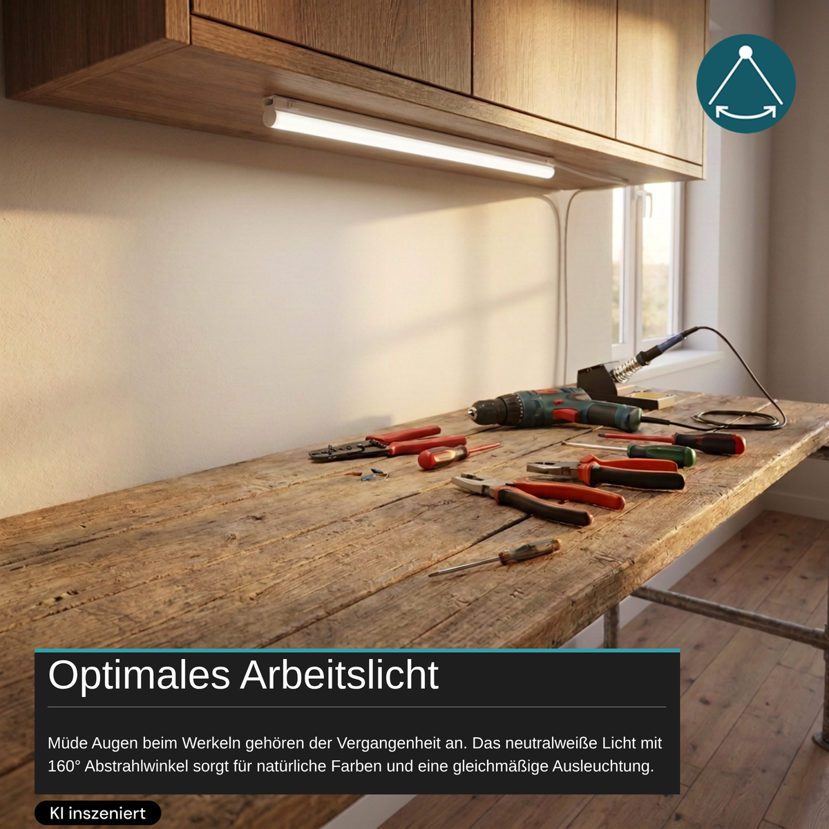 LED-Unterbauleuchte in Weiß, mit Schalter, 117 cm, 16 W, 1440 lm, 4500 K (neutralweiß), erweiterbar, Küchen- und Schrankbeleuchtung