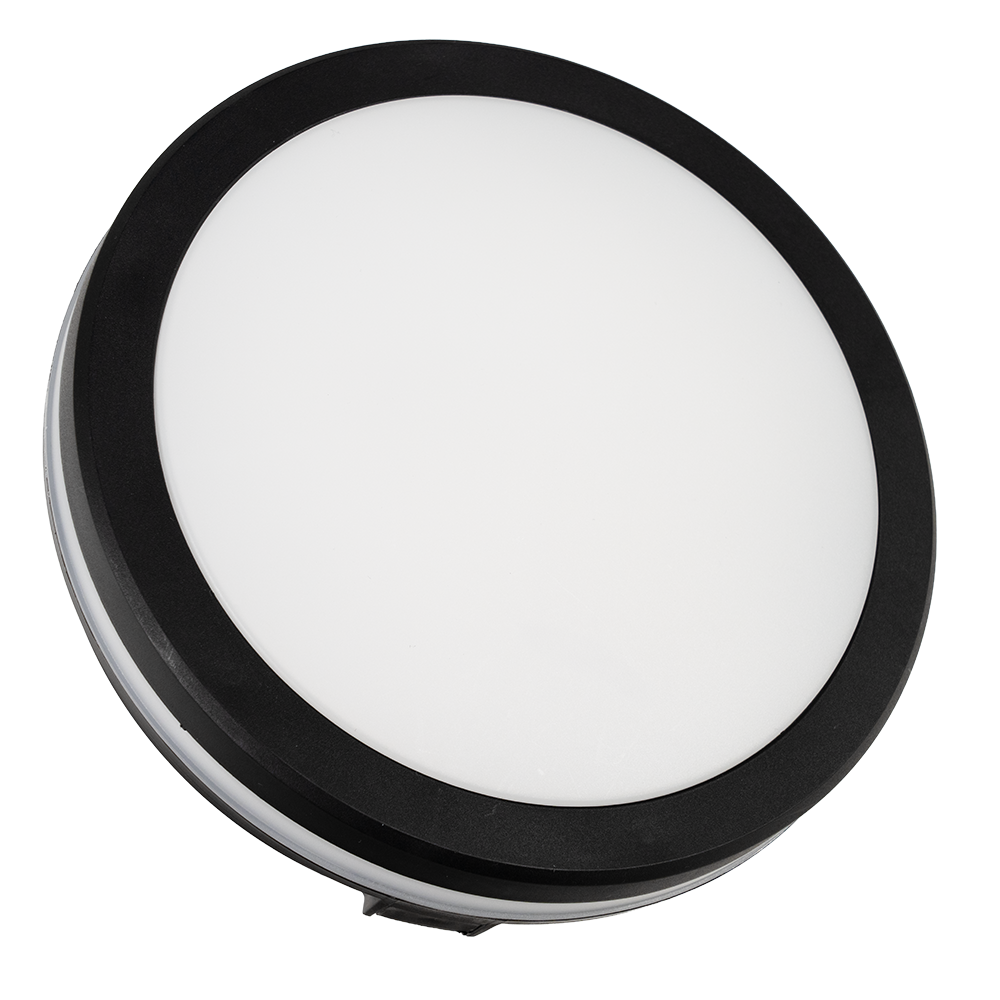 Moderne LED-Deckenlampe, schwarz/weiß, rund, 20 W, 2000 lm, Lichtfarbe einstellbar, Ø20 cm, IP65-wassergeschützt, Schnellverbinder, Innen- und Außenlampe
