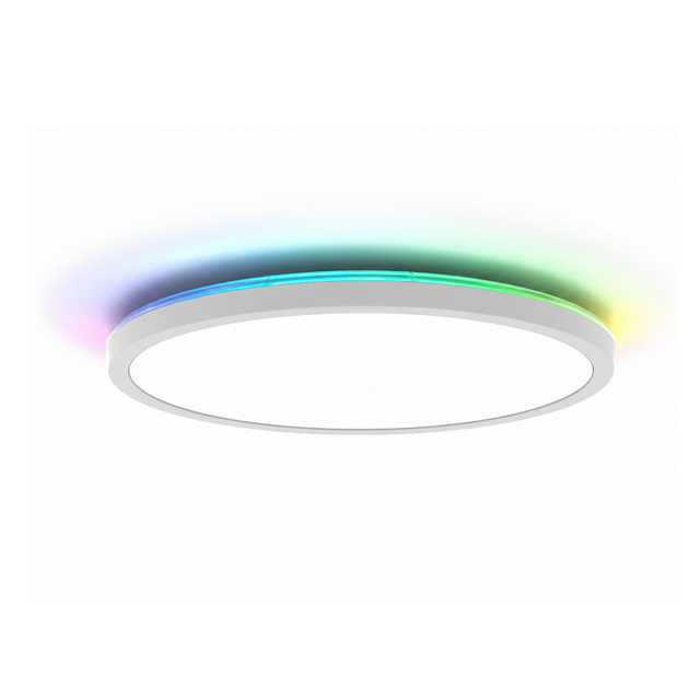 RGB Panel Up&Down, 15W, 1550lm, IP44, ø283x28mm, 3000-6500K (CCT), dimmbar, weiß.