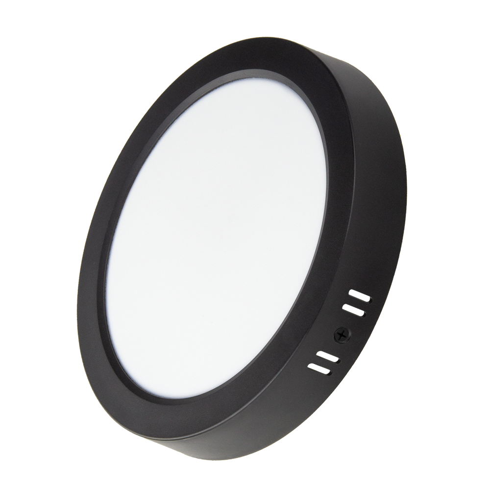 LED Aufbauleuchte in Schwarz, 18 W, 230 V, IP44-geschützt, 1800 lm, Lichtfarbe einstellbar, Ø224x35 mm, Deckenleuchte mit Diffusor, Badezimmerlampe