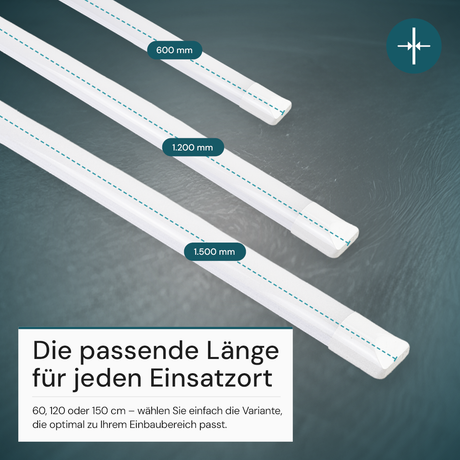 LED Unterbauleuchte, 60 cm, 18 W, 1850 lm, 3000-4000-6500 K, IP20, Lichtfarbe einstellbar, mit Anschlussblock, weiß