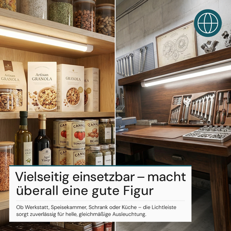 LED Unterbauleuchte, 120 cm, 36 W, 3850 lm, 3000-4000-6500 K, IP20, Lichtfarbe einstellbar, mit Anschlussblock, weiß