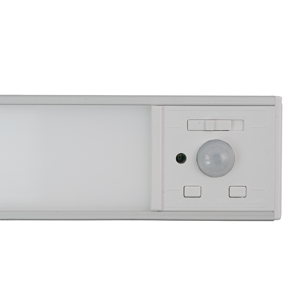 LED Schrankbeleuchtung mit Bewegungsmelder, Silberton, 20 cm, dimmbar, einstellbare Lichtfarbe, USB-aufladbar, einfache Befestigung, Unterbauleuchte
