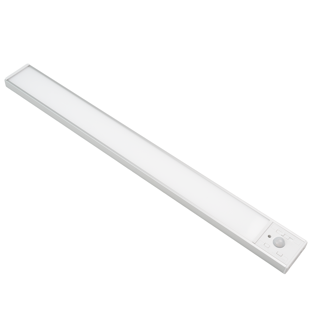 LED Schrankbeleuchtung mit Bewegungsmelder, Silberton, 40 cm, dimmbar, einstellbare Lichtfarbe, USB-aufladbar, einfache Befestigung, Unterbauleuchte