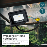 LED-Fluter, 10 W, 4000 K (neutralweiß), 1000 lm, schwarz, IP65.