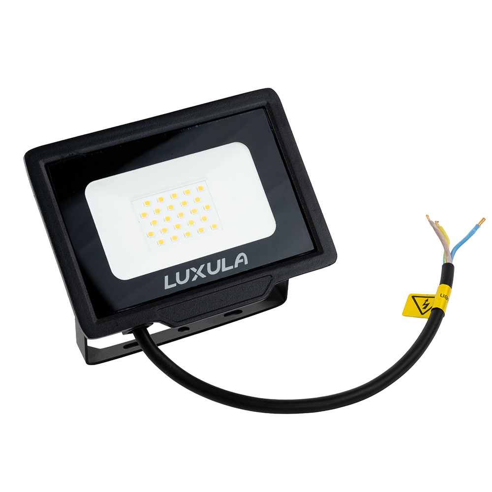 LED-Fluter, 20 W, 4000 K (neutralweiß), 2000 lm, schwarz, IP65.