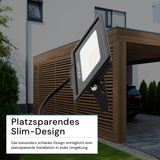 LED-Fluter, 20 W, 4000 K (neutralweiß), 2000 lm, schwarz, IP65.