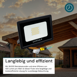 LED-Fluter, 30 W, 4000 K (neutralweiß), 3000 lm, schwarz, IP65.