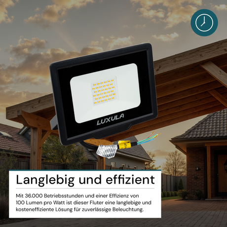 2er Pack LED-Fluter, 30 W, 4000 K (neutralweiß), 3000 lm, schwarz, IP65.