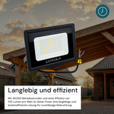 LED-Fluter, 50 W, 4000 K (neutralweiß), 5000 lm, schwarz, IP65.