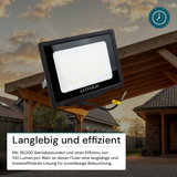 10er Pack LED-Fluter, 100 W, 4000 K (neutralweiß), 10000 lm, schwarz, IP65.