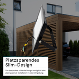 LED-Fluter, 150 W, 3000 K (warmweiß), 15000 lm, schwarz, IP65.