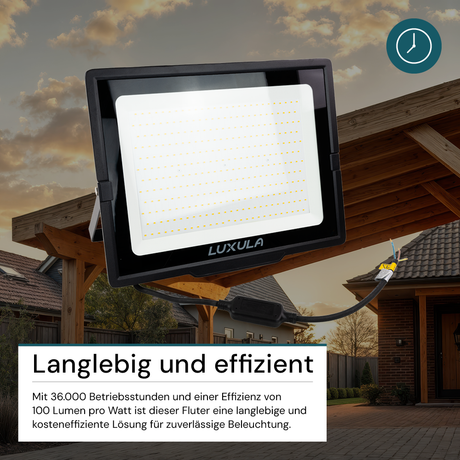 4er Pack LED-Fluter, 300 W, 4000 K (neutralweiß), 30000 lm, schwarz, IP65.