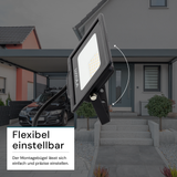 LED-Fluter, 20 W, 4000 K (neutralweiß), 2000 lm, schwarz, IP65.