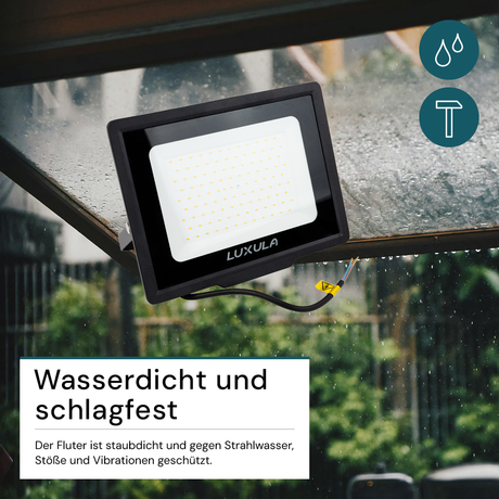 LED-Fluter, 100 W, 4000 K (neutralweiß), 10000 lm, schwarz, IP65.
