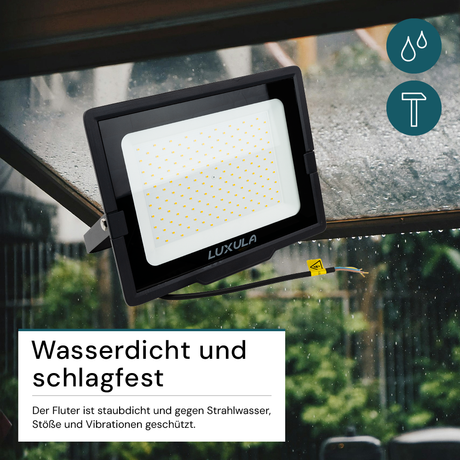 5er Pack LED-Fluter, 150 W, 4000 K (neutralweiß), 15000 lm, schwarz, IP65.
