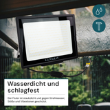 4er Pack LED-Fluter, 300 W, 4000 K (neutralweiß), 30000 lm, schwarz, IP65.