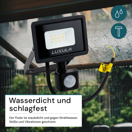 2er Pack LED-Fluter mit Bewegungsmelder, 10 W, 4000 K (neutralweiß), 1000 lm, schwarz, IP65.