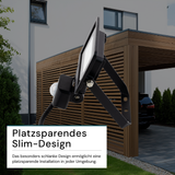 LED-Fluter mit Bewegungsmelder, 10 W, 4000 K (neutralweiß), 1000 lm, schwarz, IP65.
