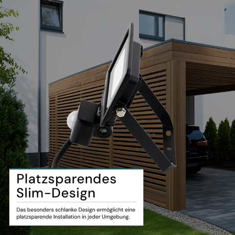 2er Pack LED-Fluter mit Bewegungsmelder, 10 W, 4000 K (neutralweiß), 1000 lm, schwarz, IP65.