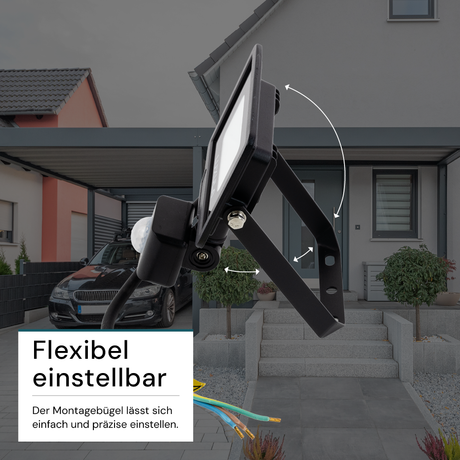2er Pack LED-Fluter mit Bewegungsmelder, 10 W, 4000 K (neutralweiß), 1000 lm, schwarz, IP65.
