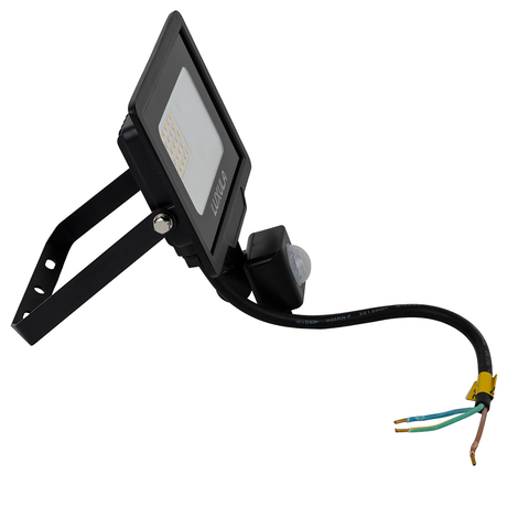 LED-Fluter mit Bewegungsmelder, 20 W, 4000 K (neutralweiß), 2000 lm, schwarz, IP65.