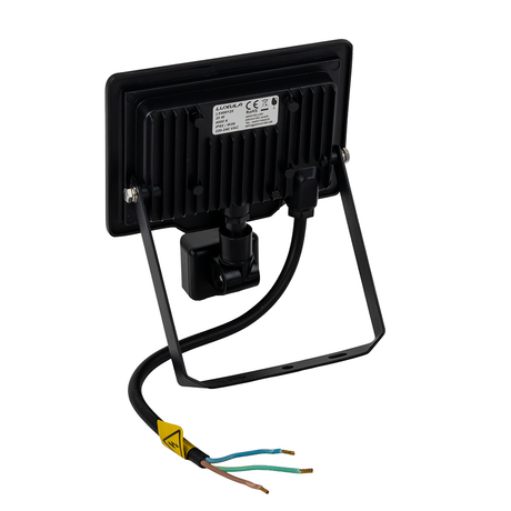 LED-Fluter mit Bewegungsmelder, 20 W, 4000 K (neutralweiß), 2000 lm, schwarz, IP65.