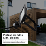 LED-Fluter mit Bewegungsmelder, 20 W, 4000 K (neutralweiß), 2000 lm, schwarz, IP65.
