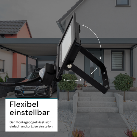 2er Pack LED-Fluter mit Bewegungsmelder, 20 W, 4000 K (neutralweiß), 2000 lm, schwarz, IP65.