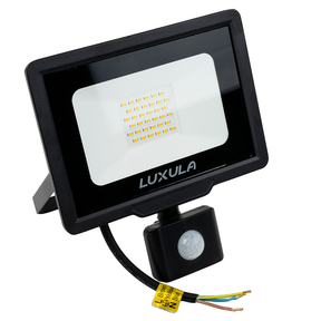 LED-Fluter mit Bewegungsmelder, 30 W, 3000 K (warmweiß), 3000 lm, schwarz, IP65.