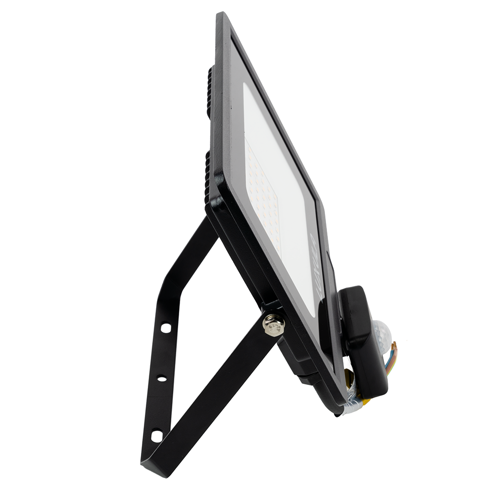 LED-Fluter mit Bewegungsmelder, 50 W, 3000 K (warmweiß), 5000 lm, schwarz, IP65.