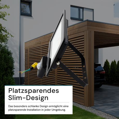 LED-Fluter mit Bewegungsmelder, 30 W, 4000 K (neutralweiß), 3000 lm, schwarz, IP65.