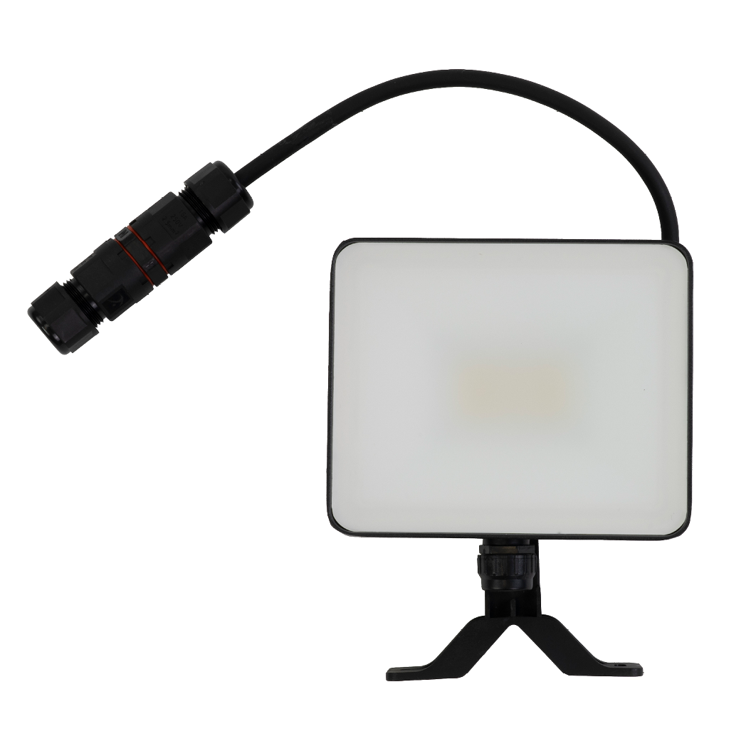 LED-Fluter, BeamPlug, 10 W, 4000 K (neutralweiß), 1200 lm, schwarz, energiesparend, verstellbare Leuchtrichtung, Plug-In Sensor Vorrichtung, IP65 Kabelverbinder, Wand- & Eckmontage