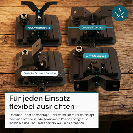 LED-Fluter, BeamPlug, 10 W, 4000 K (neutralweiß), 1200 lm, schwarz, energiesparend, verstellbare Leuchtrichtung, Plug-In Sensor Vorrichtung, IP65 Kabelverbinder, Wand- & Eckmontage